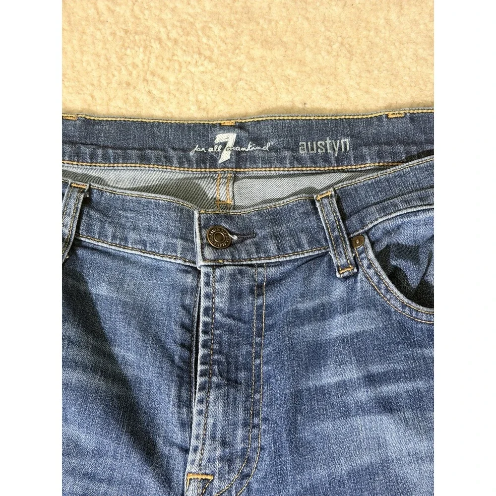 7 For All Mankind Austyn Jeans Mens 38x32 Straight Leg Medium Wash Stretch Denim